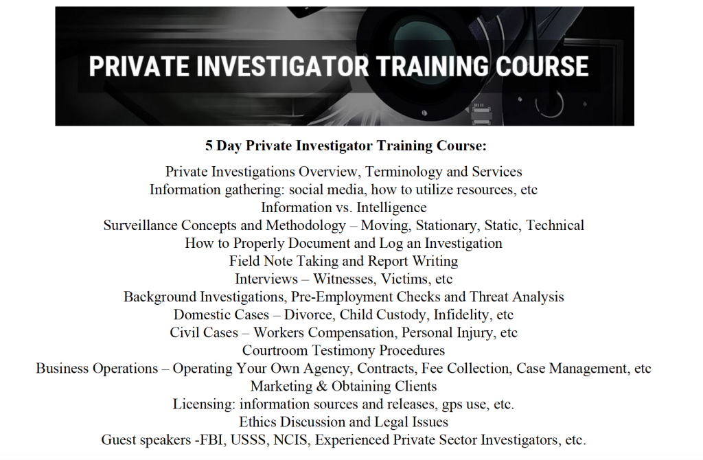 Private Investigator Training Course