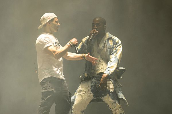 Mandatory Credit: Photo by Jonathan Hordle/REX Shutterstock (4883597cc)  Lee Nelson and Kanye West  Glastonbury Festival, Britain - 27 Jun 2015