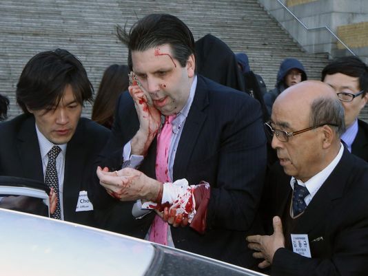 Korea ambassador slashed