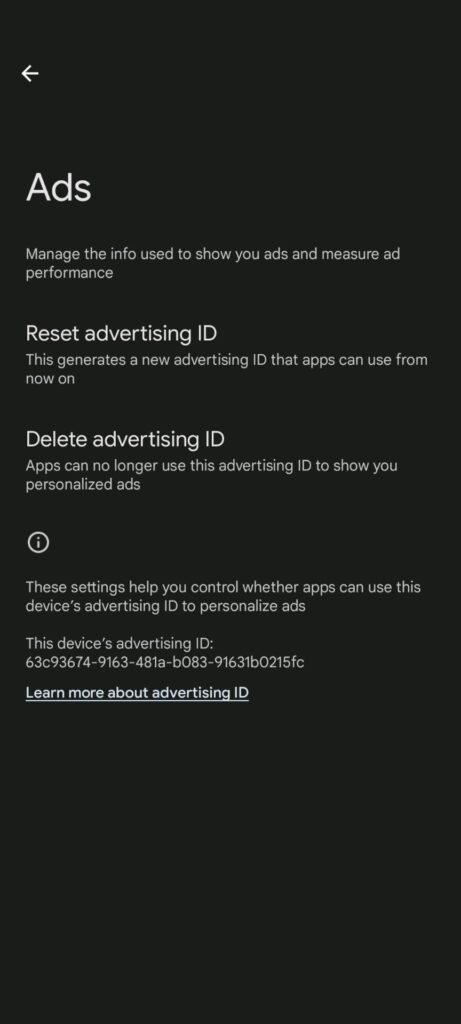google privacy settings ads